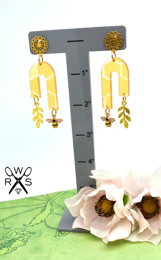 Back to the Hive Bee Earrings - Laser Cut Acrylic