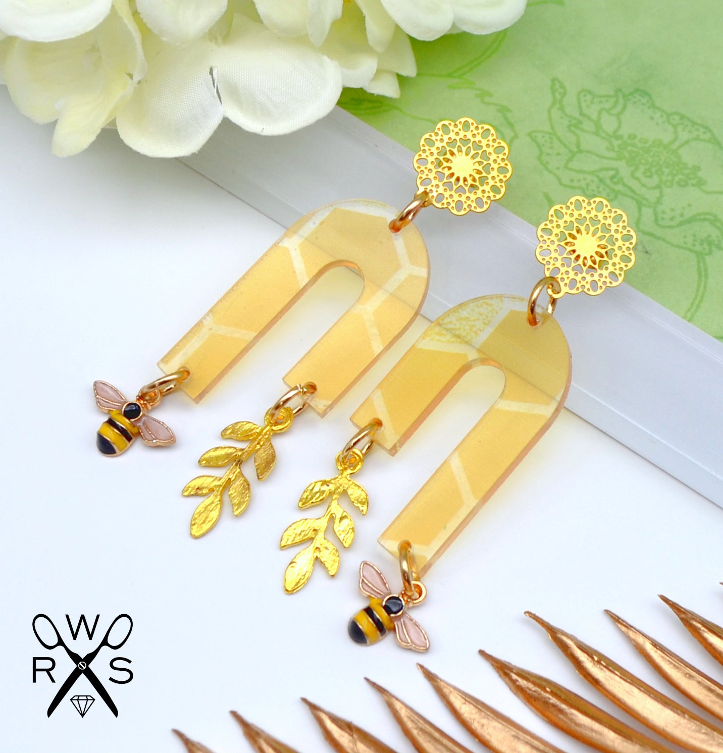 Back to the Hive Bee Earrings - Laser Cut Acrylic