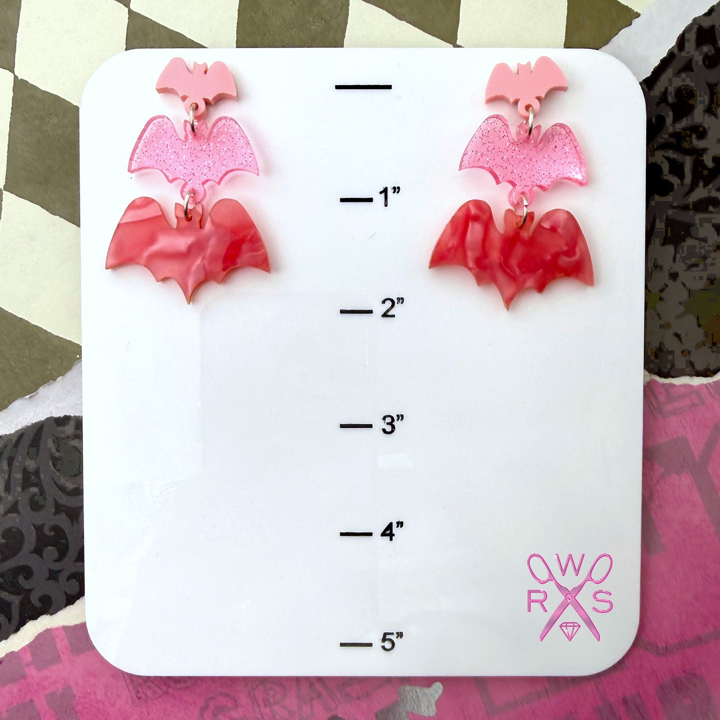 Batty Trio Dangles in Pink