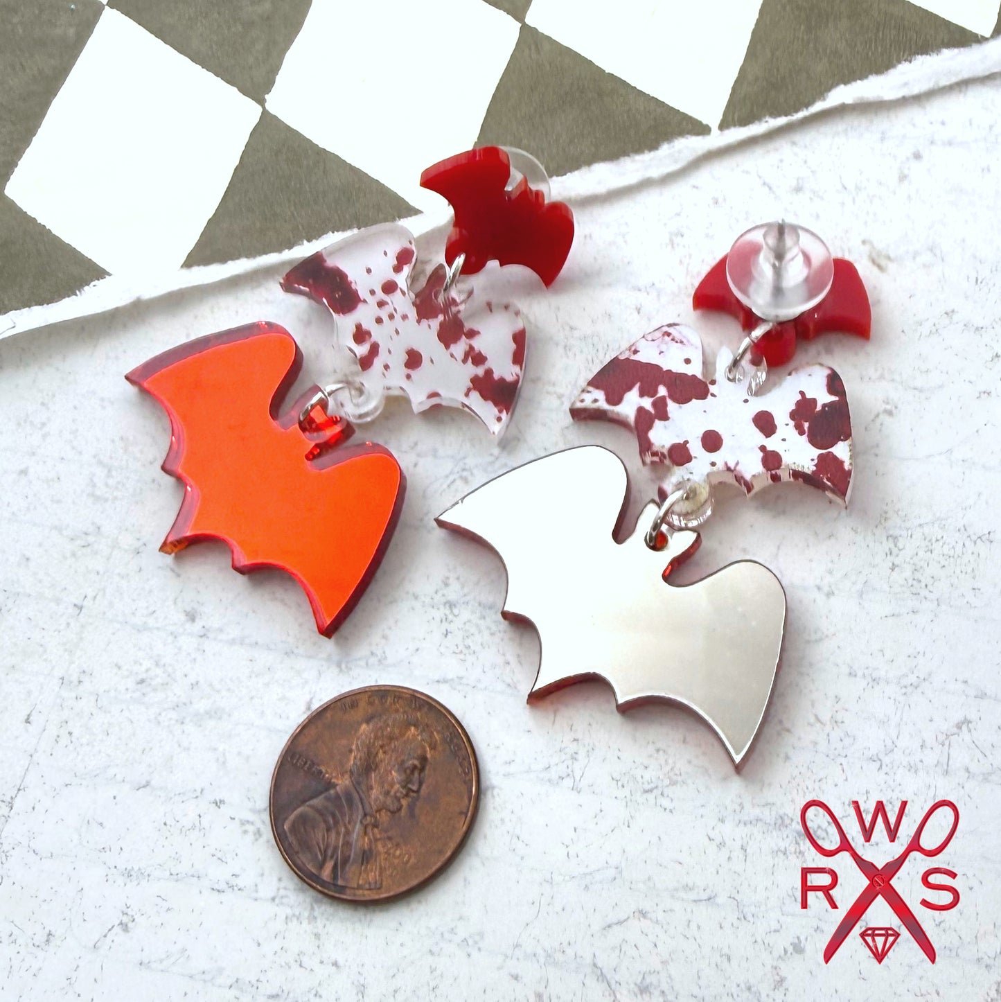Batty Trio Dangles in Red