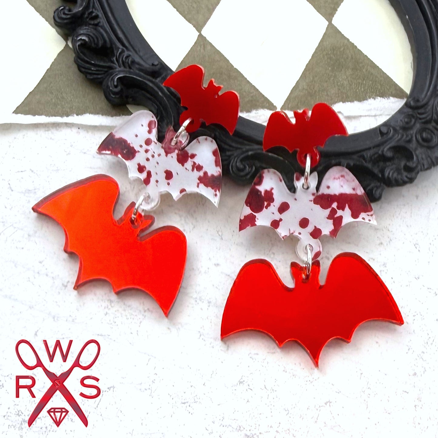Batty Trio Dangles in Red