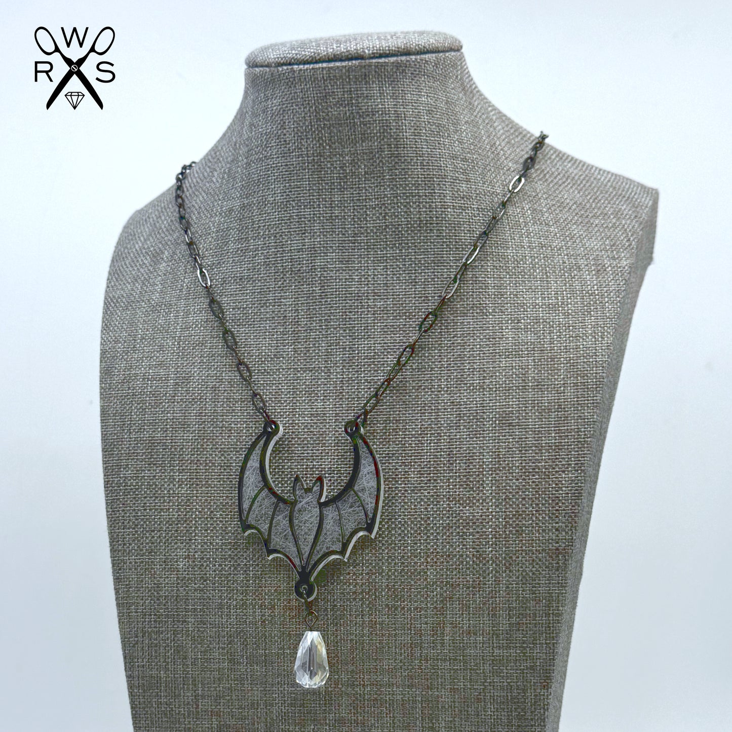 Batty Babe Necklace in White Web and Black