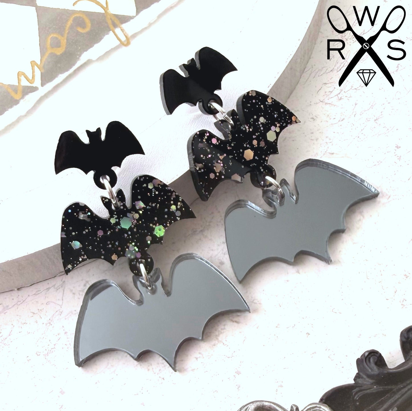 Batty Trio Dangles in Black