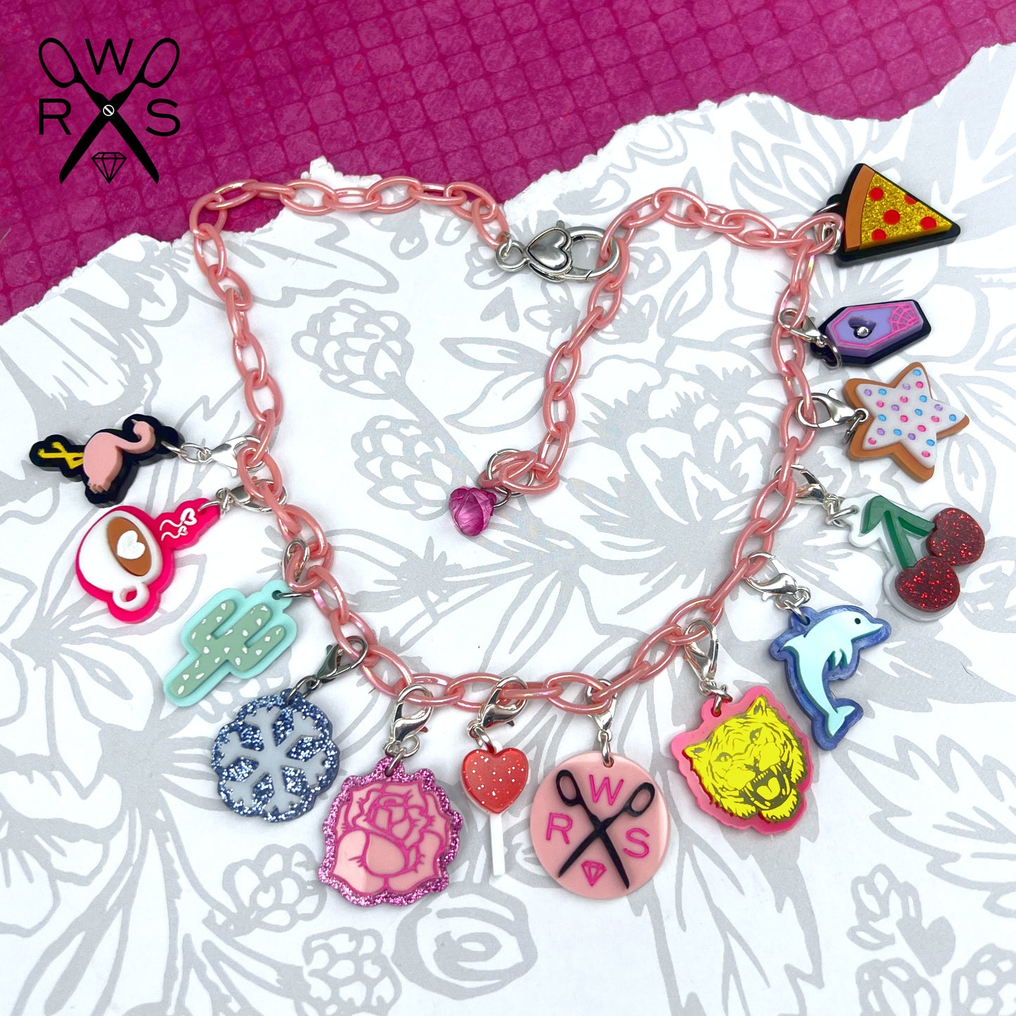 Bestie Charm Club Necklace in Pink