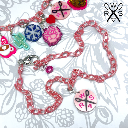 Bestie Charm Club Necklace in Pink