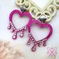 Bleeding Diamond Hearts in Magenta Glitter