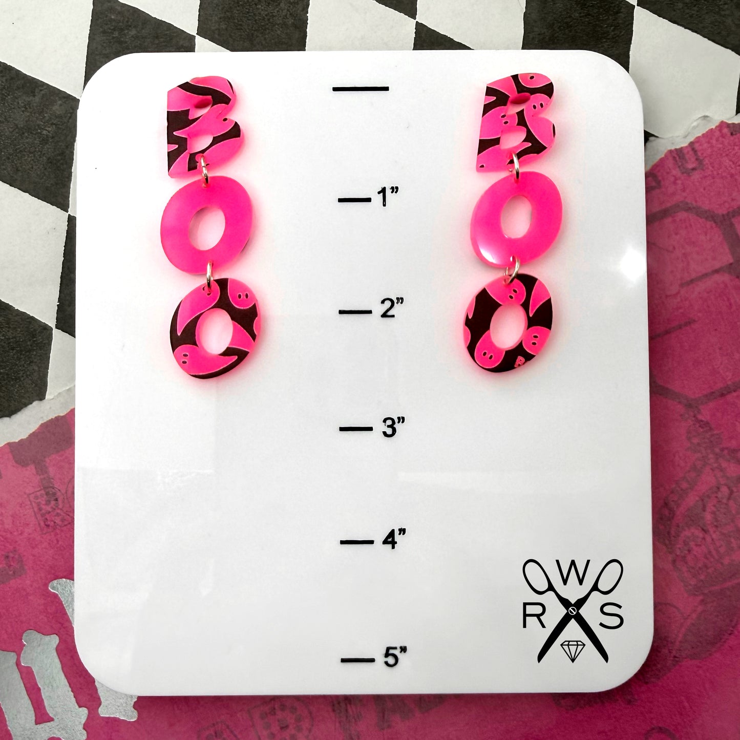 Boo Post Dangles in Pink Glow-in-the-Dark Ghosts