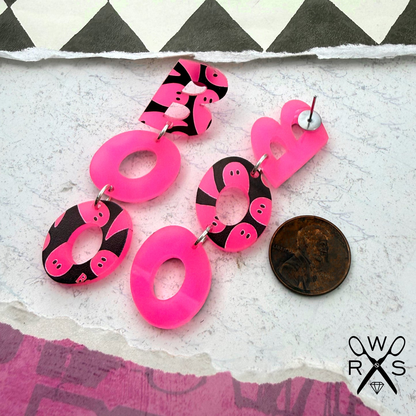 Boo Post Dangles in Pink Glow-in-the-Dark Ghosts