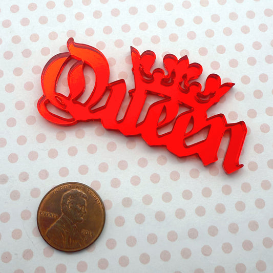 QUEEN CABOCHON Bright Red Mirror Laser Cut Acrylic