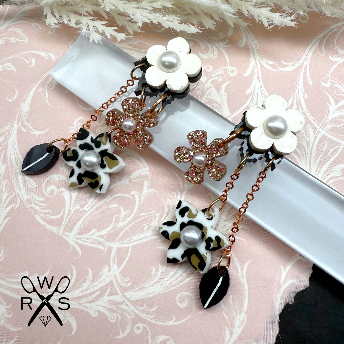 Buy Yourself Flowers Dangle Earrings in Black and Leopard