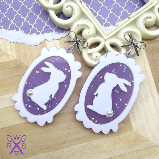 Cameo Cottontail Dangles in Purple Confetti