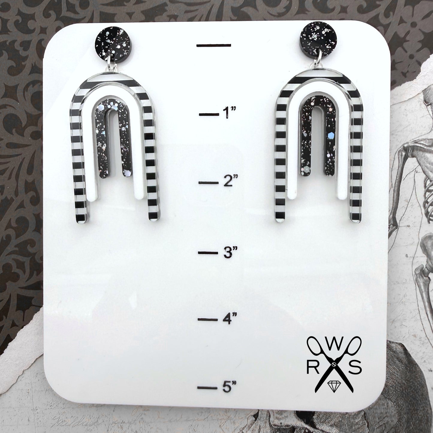 Cascade Dangles in Black and White Stripe