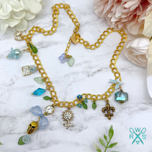 Cotton Candy Crush  Charm Necklace in Blue