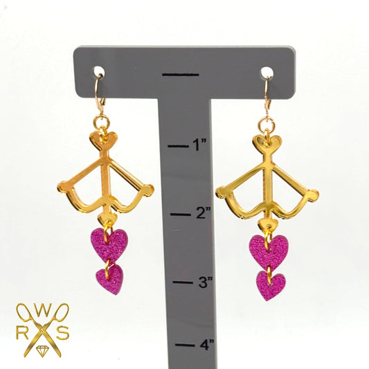 Cupids Bow Huggies in Gold and Pink