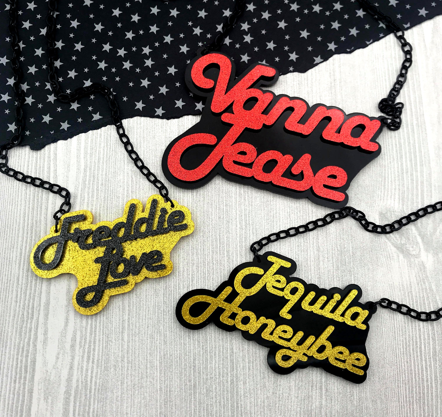 CUSTOM Layered Laser Cut Acrylic Necklace You Choose the Word and the Color