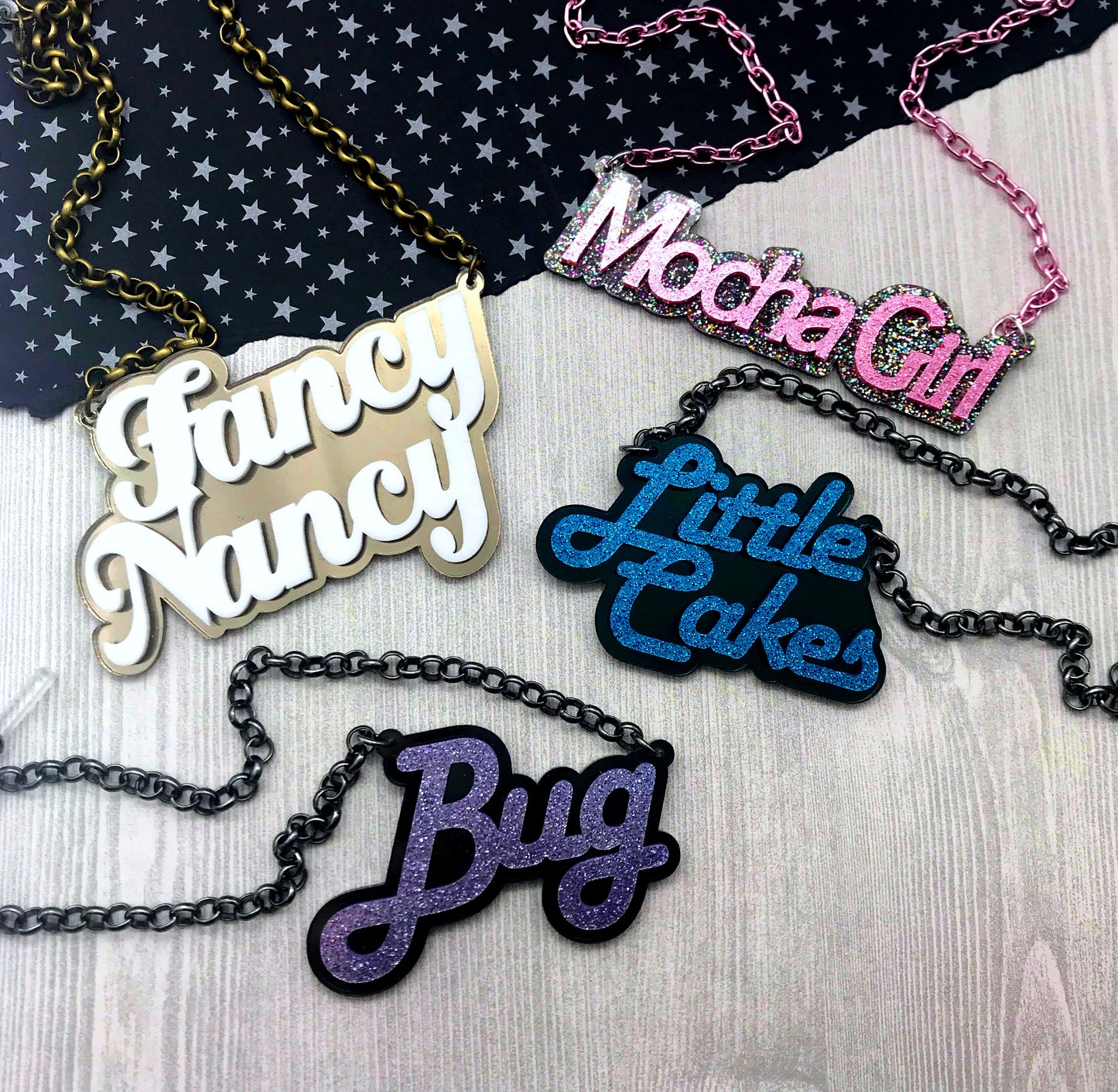 CUSTOM Layered Laser Cut Acrylic Necklace You Choose the Word and the Color