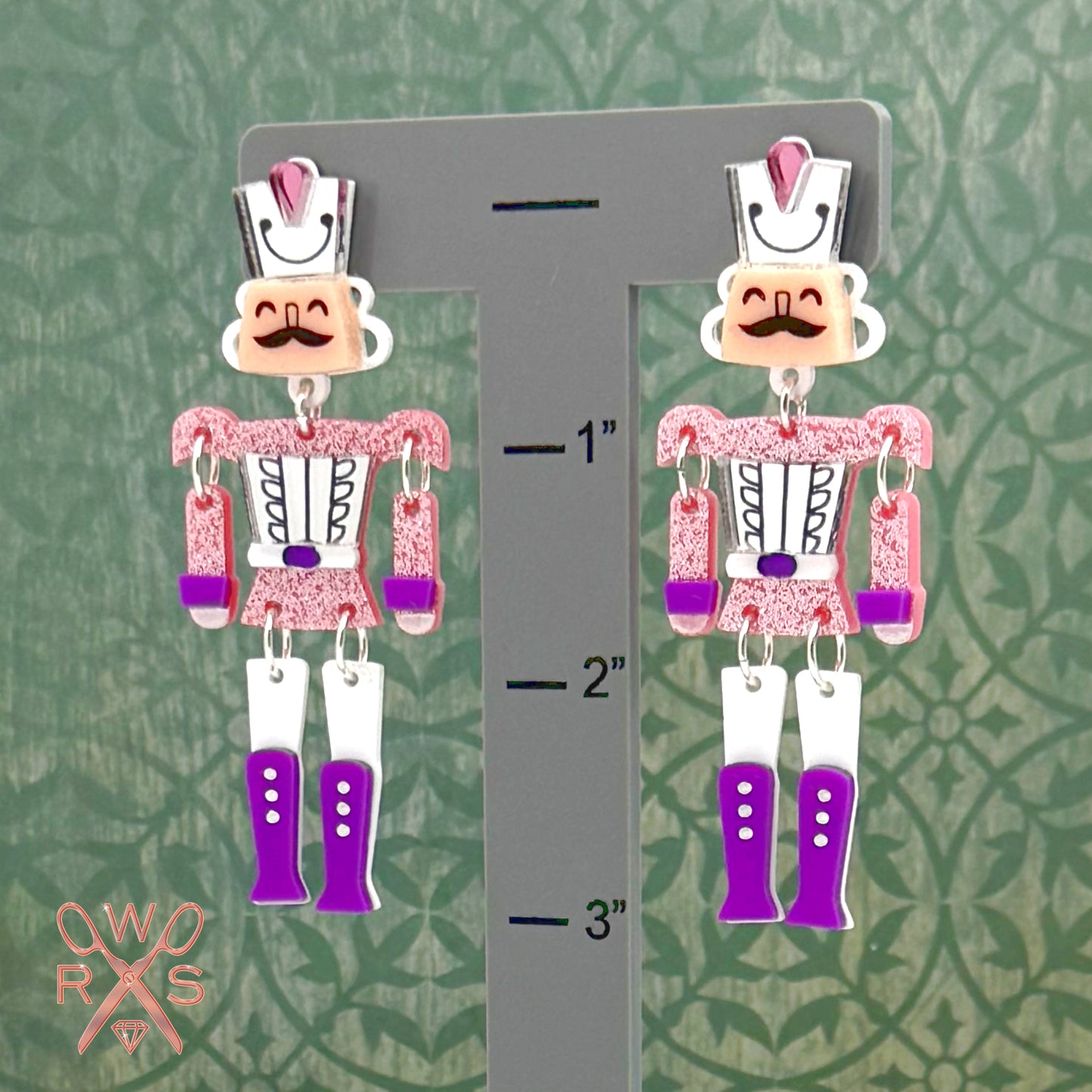 Dancing Nutcracker Dangles in Pink and Purple