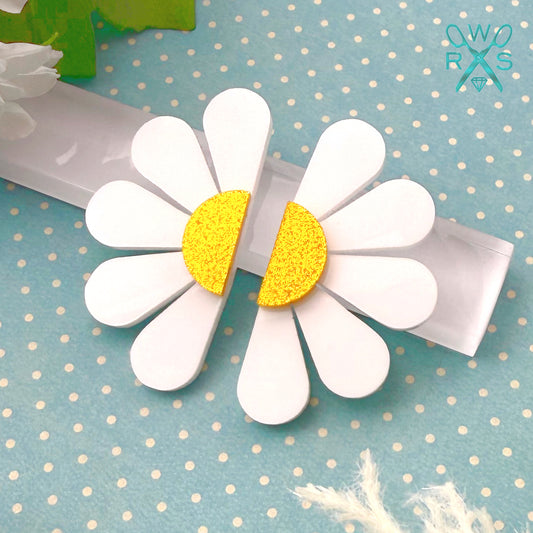 Darling Daisy Statement Studs in White and Gold