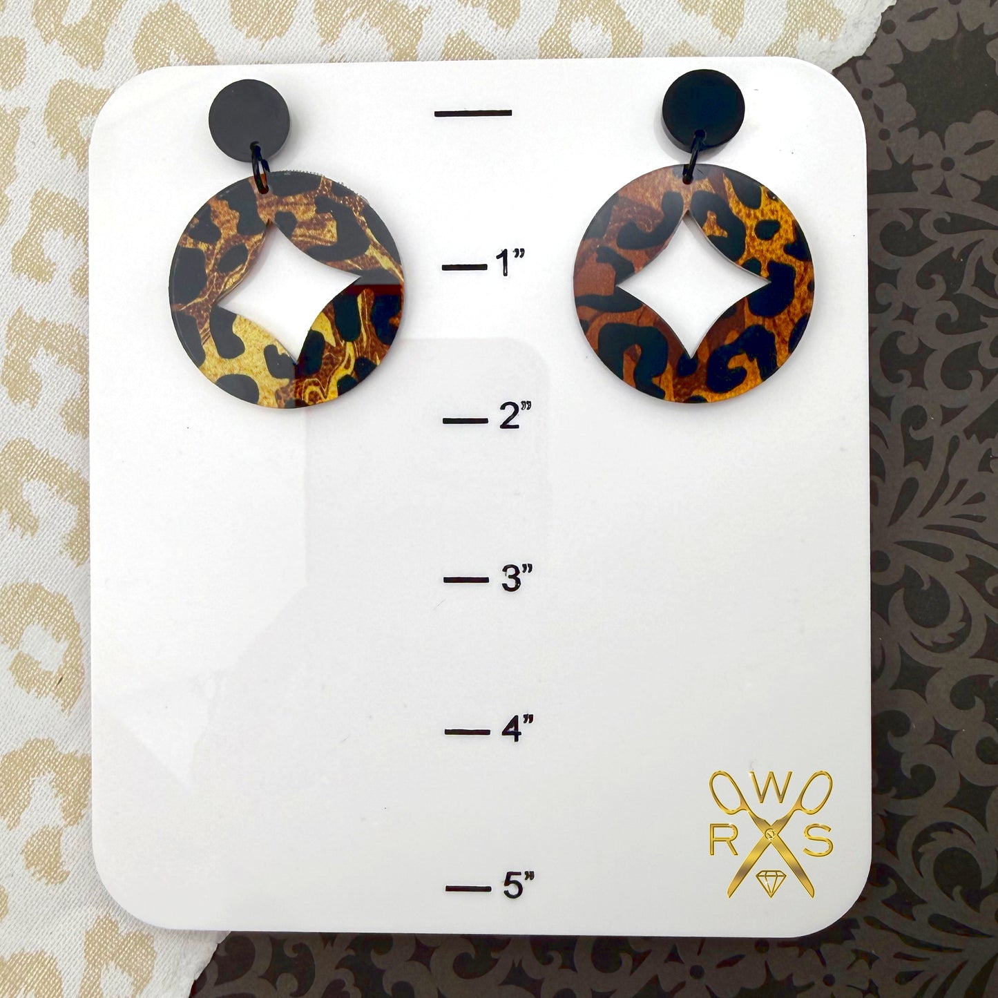 Diamond Eye Dangles in Leopard