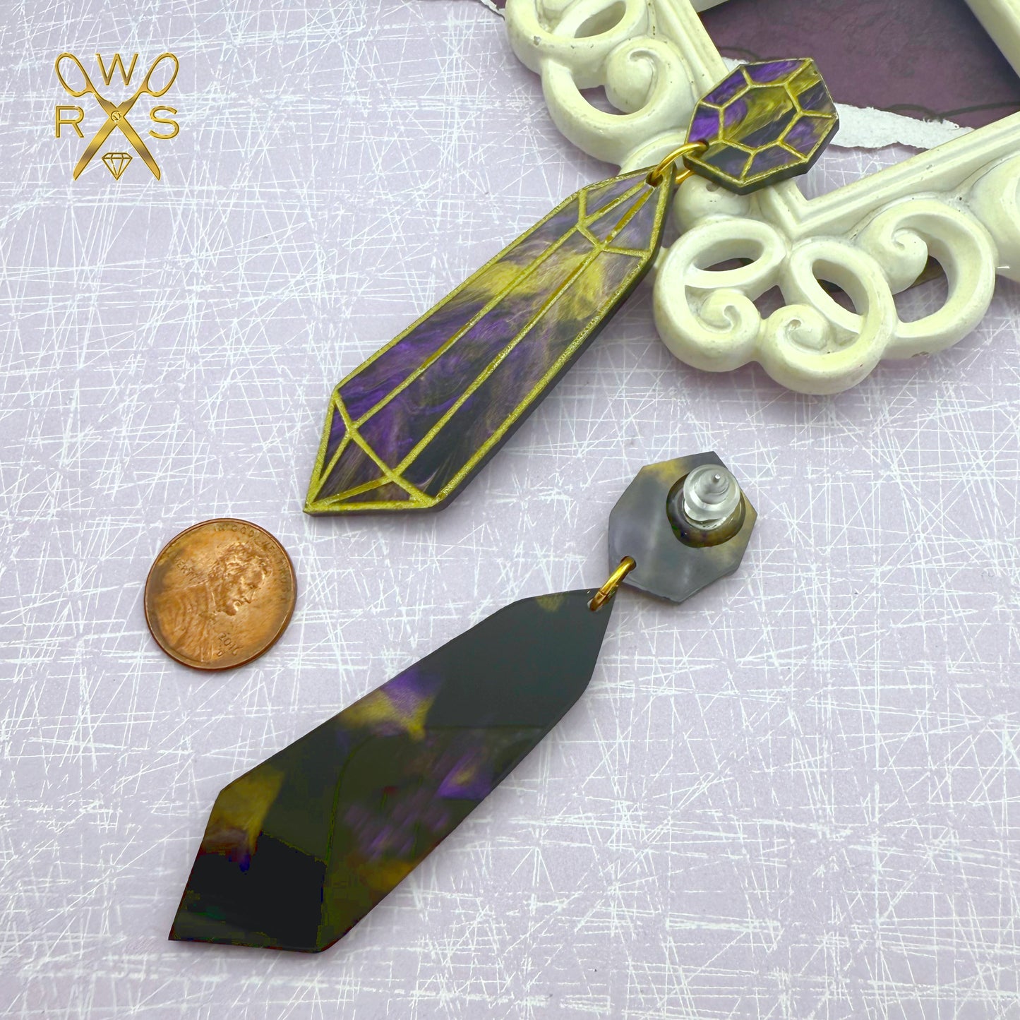 Dreamstone Dangles in Purple and Gold