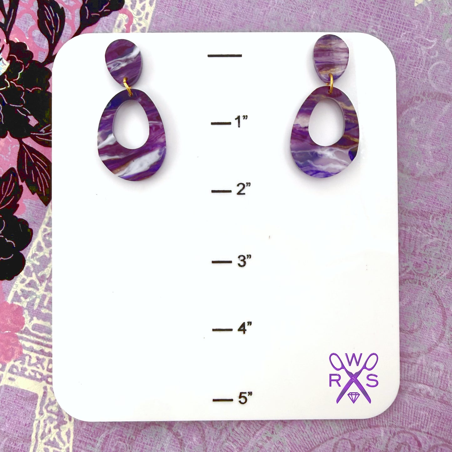 Everyday Dangles in Purple and Gold Swirl