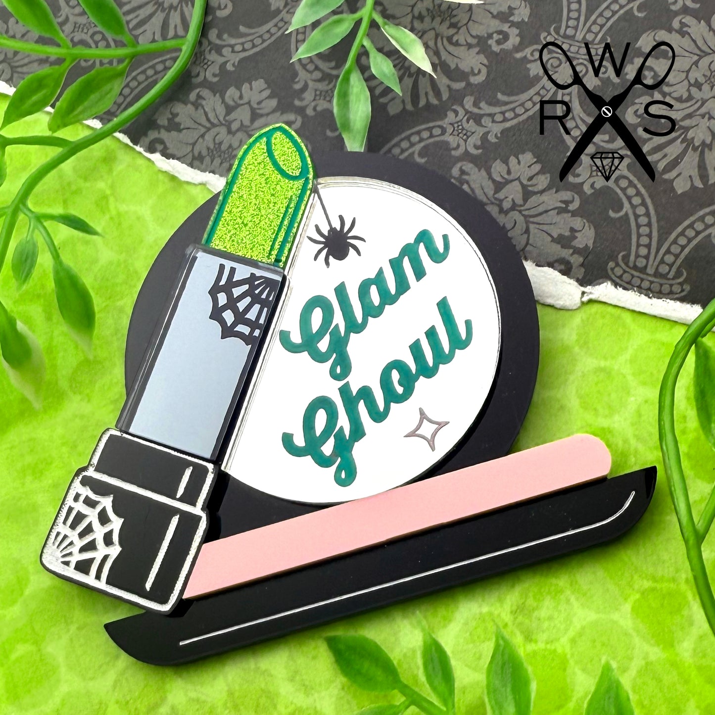 Glam Ghoul Lipstick and Compact Brooch