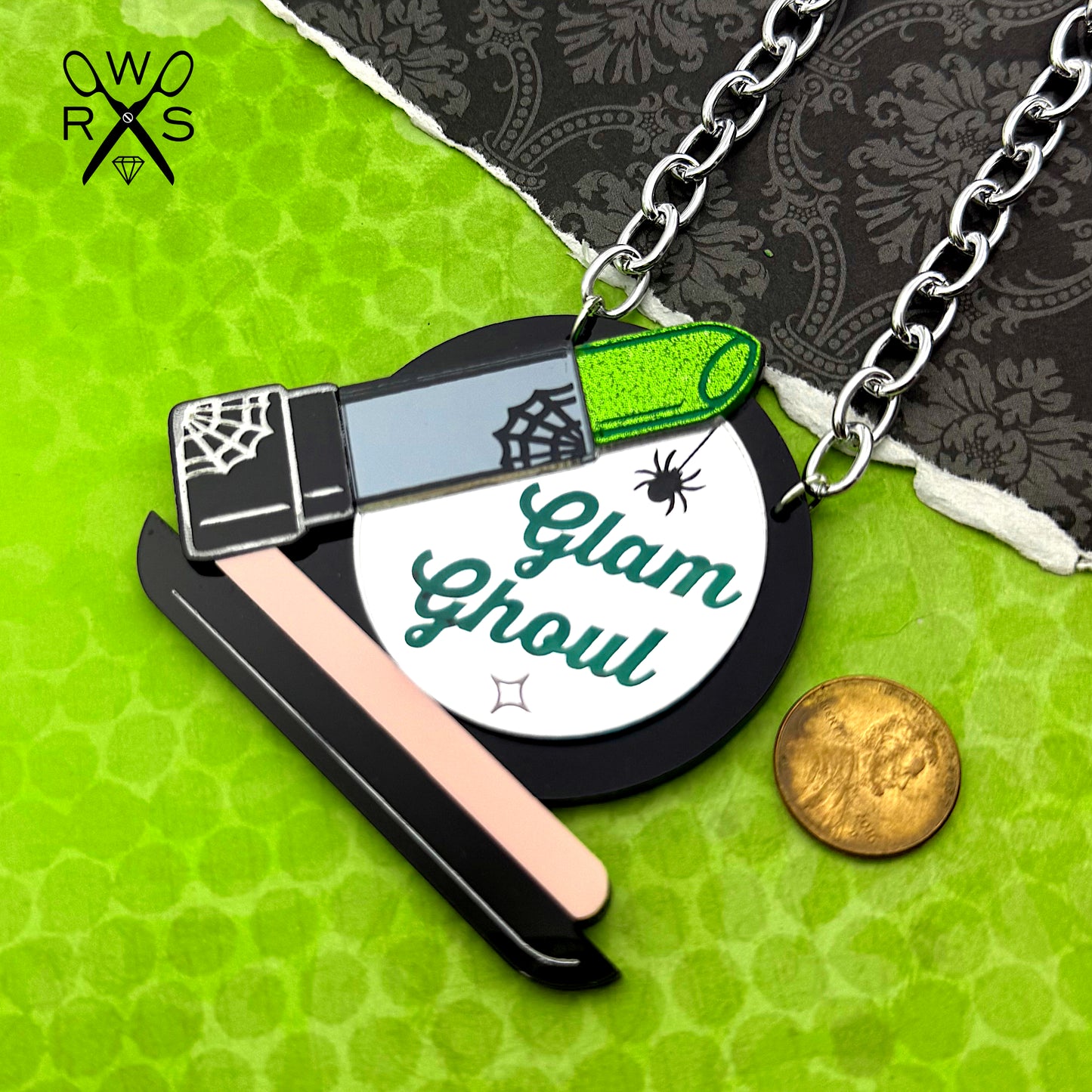 Glam Ghoul Lipstick and Compact Necklace