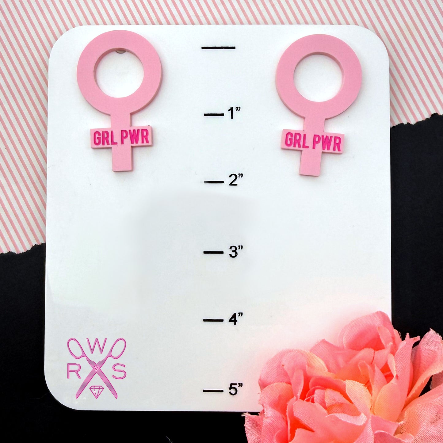 GRL PWR Statement Studs in Light Pink