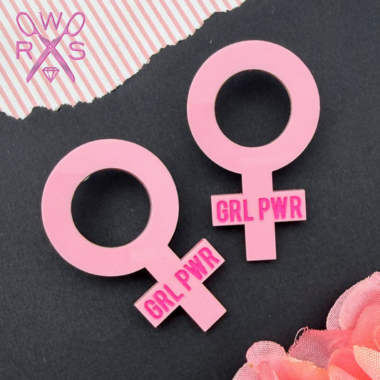 GRL PWR Statement Studs in Light Pink