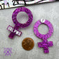GRL PWR Statement Studs in Glitter Purple