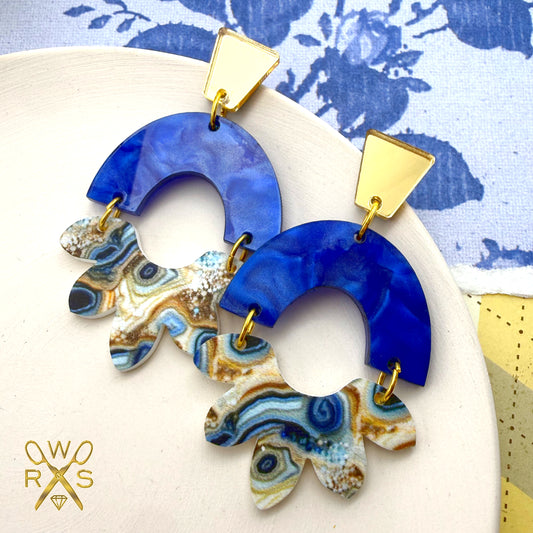 Happy Bloom Dangles in Geode Print