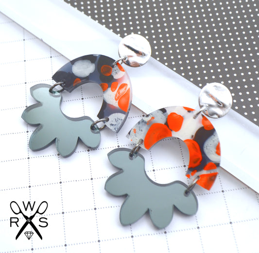 Happy Bloom Dangles in Orange Ink - Laser Cut Acrylic