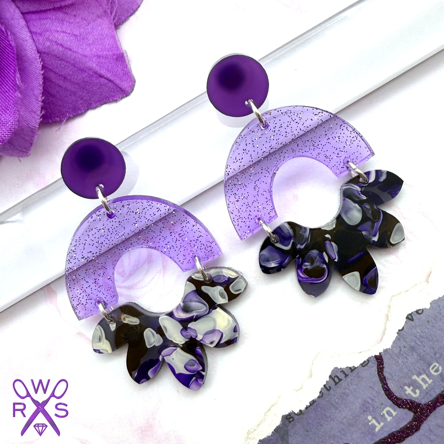 Happy Bloom Dangles in Purple Ink