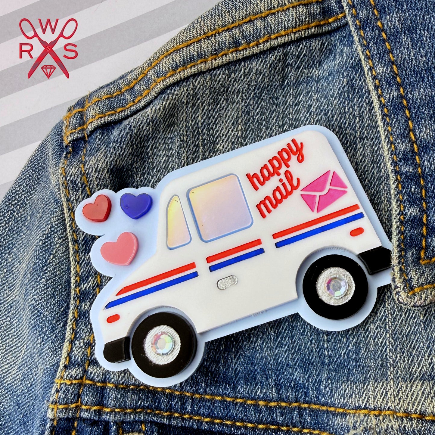 Happy Mail Truck Brooch