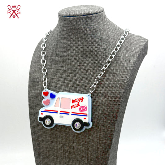 Happy Mail Truck Necklace