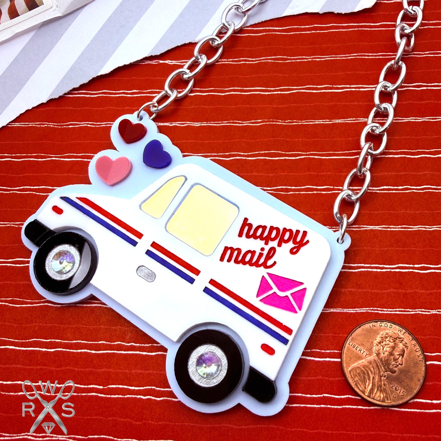 Happy Mail Truck Necklace