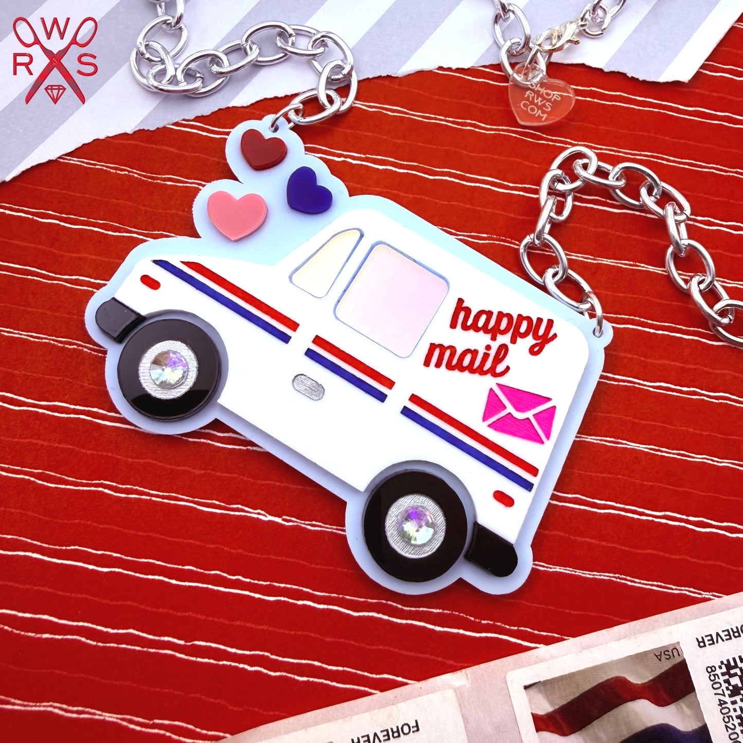 Happy Mail Truck Necklace