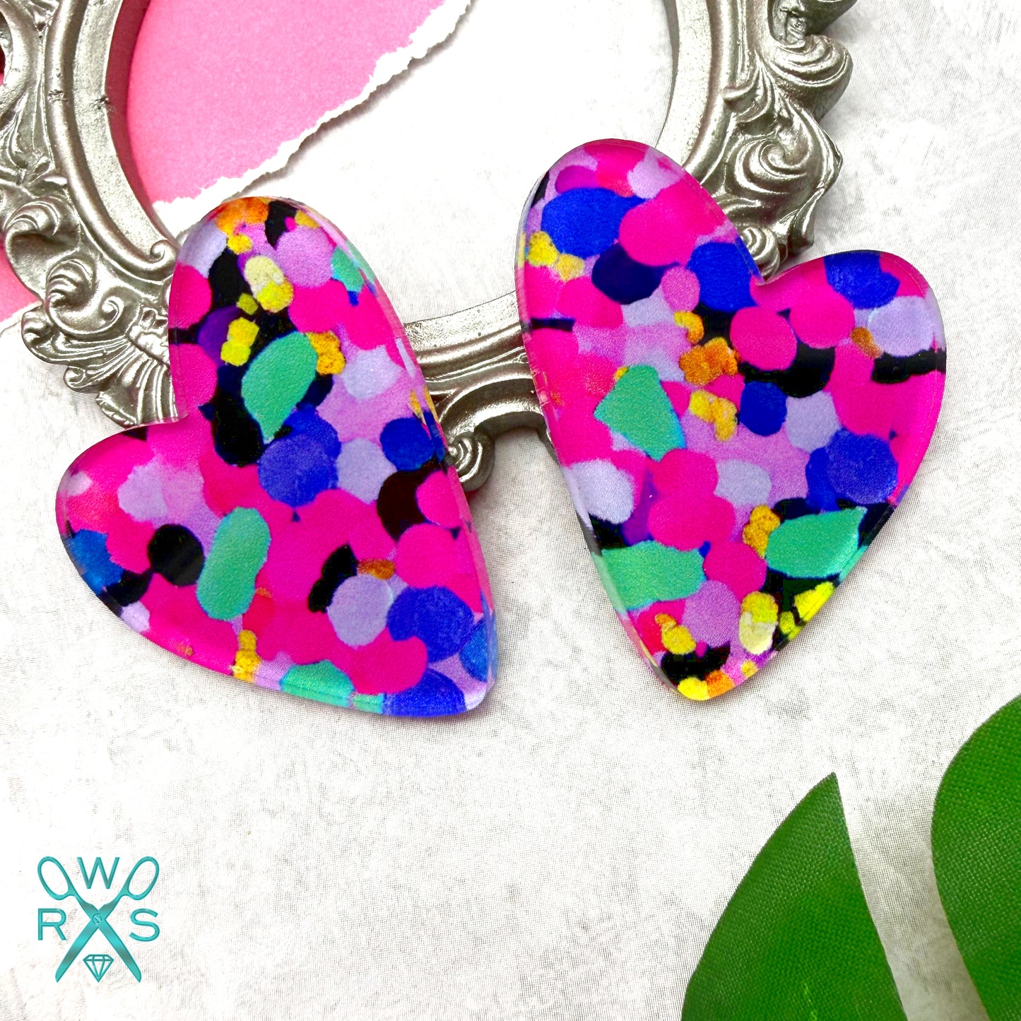 Heart Statement Studs in Electric Oasis