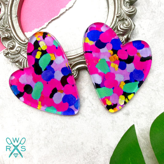 Heart Statement Studs in Electric Oasis