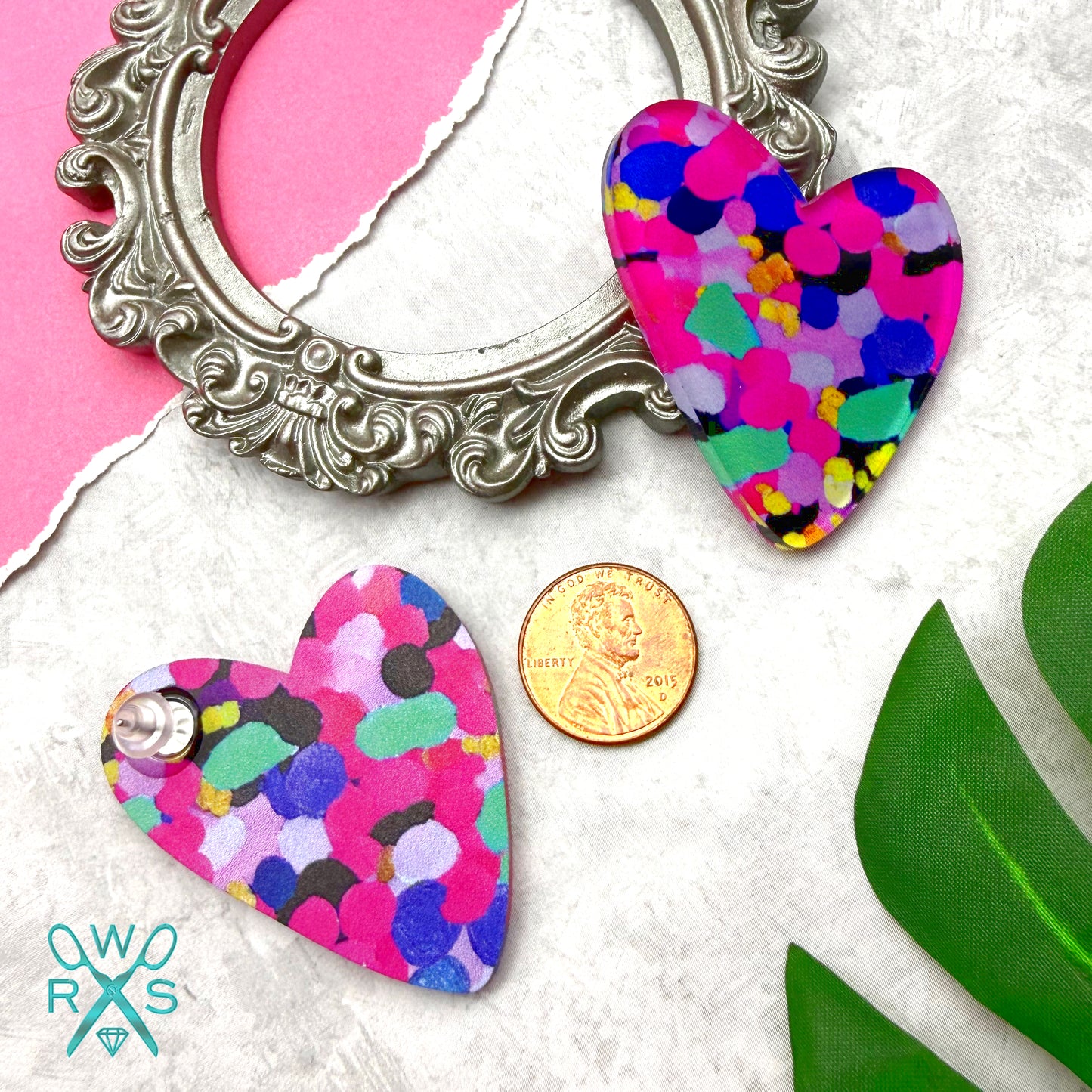 Heart Statement Studs in Electric Oasis