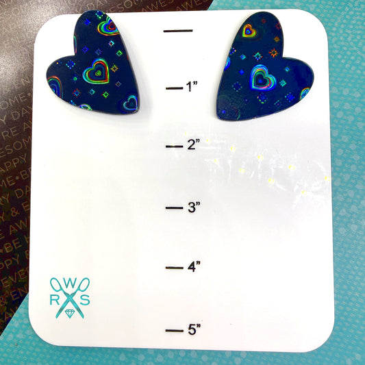 Heart Statement Studs in Holographic Hearts