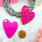 Heart Statement Studs in Pink and Gold Foil