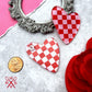 Heart Statement Studs in Pink and Red Checkered