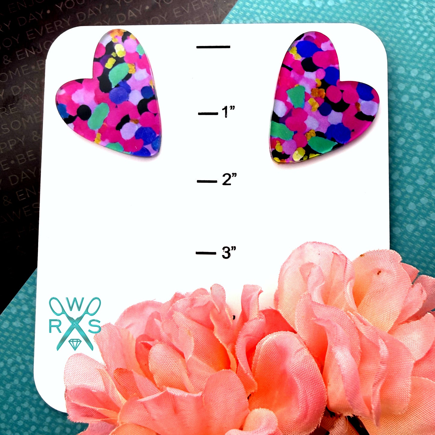Heart Statement Studs in Electric Oasis