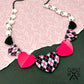 Heartstrings Necklace in Black and Pink Argyle