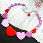 Heartstrings Necklace in Pink and Red