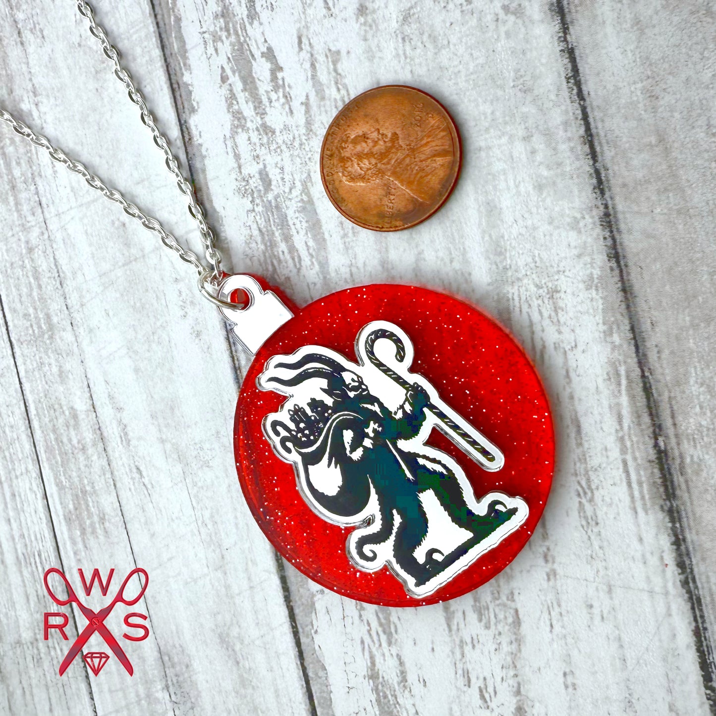 Krampus Ornament Necklace in Laser Cut Acrylic