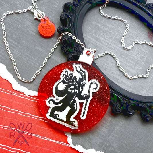 Krampus Ornament Necklace in Laser Cut Acrylic