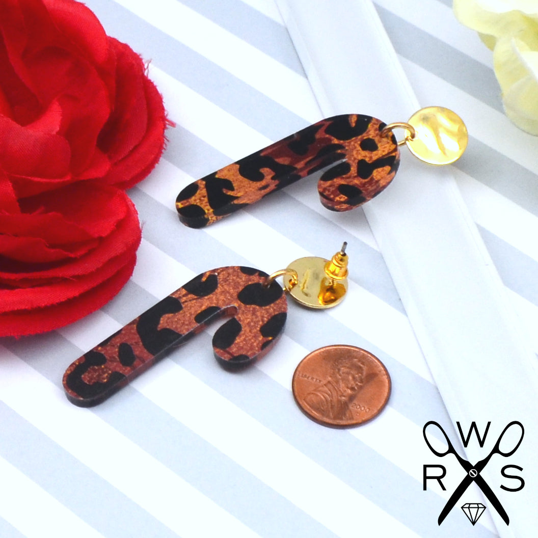 SALE Leopard Candy Cane Dangles