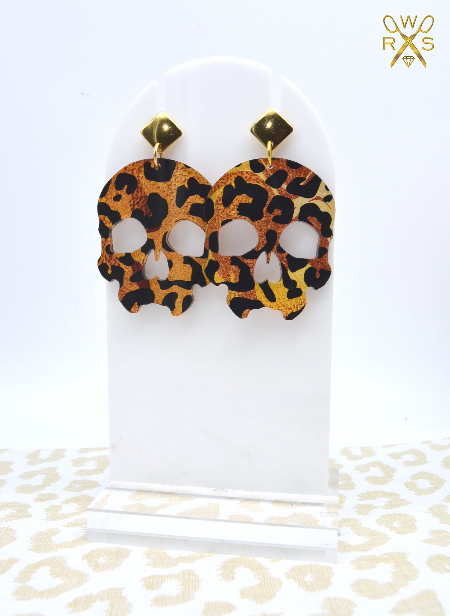 Leopard Skull Dangles - Laser Cut Acrylic Earrings